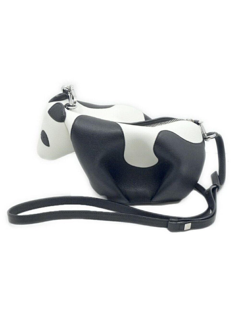 Loewe 199 30 Panda Bag Shoulder Black White Leather Silver